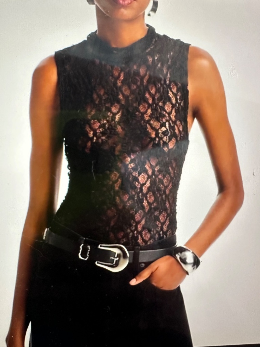 FRAME DENIM SLEEVELESS BLACK LACE TOP. XS - Picture 5 of 8